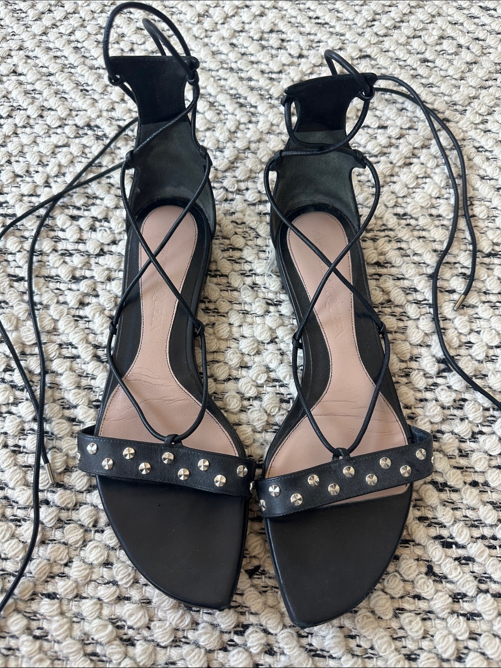 Alexander McQueen Black Studded Lace-Up Gladiator Sandals